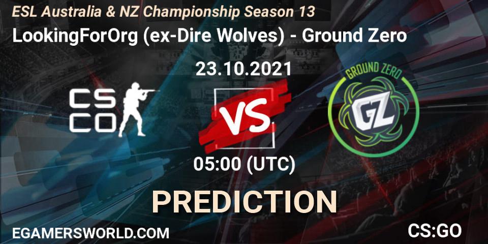 LookingForOrg (ex-Dire Wolves) vs Ground Zero: Match Prediction. 23.10.21, CS2 (CS:GO), ESL Australia & NZ Championship Season 13