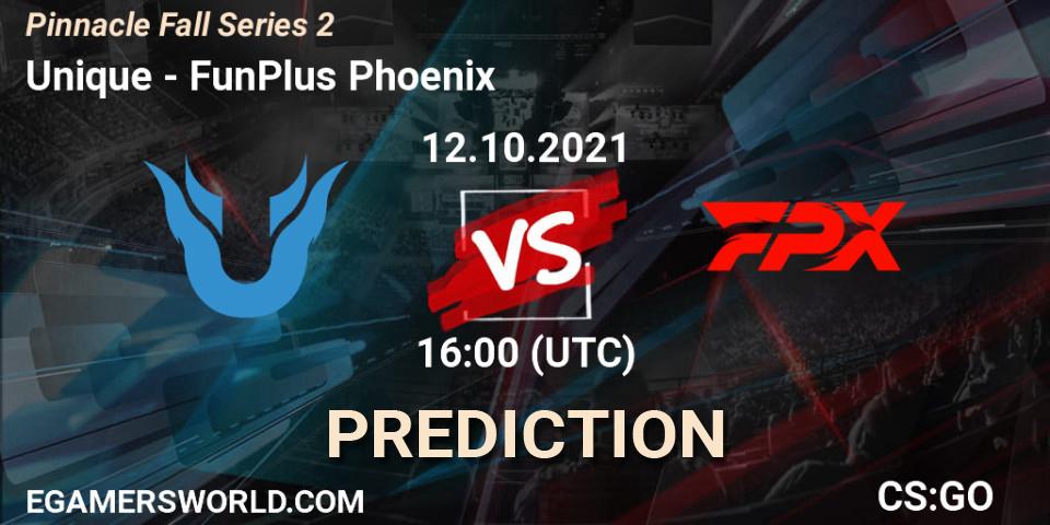 Unique vs FunPlus Phoenix: Match Prediction. 12.10.2021 at 16:00, Counter-Strike (CS2), Pinnacle Fall Series #2
