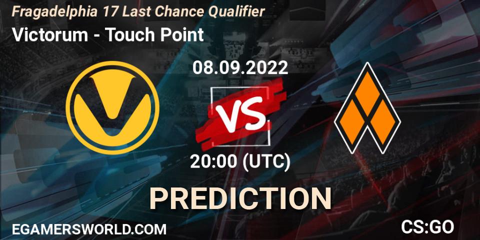 Victorum vs Touch Point: Match Prediction. 08.09.2022 at 21:00, Counter-Strike (CS2), Fragadelphia 17 Last Chance Qualifier