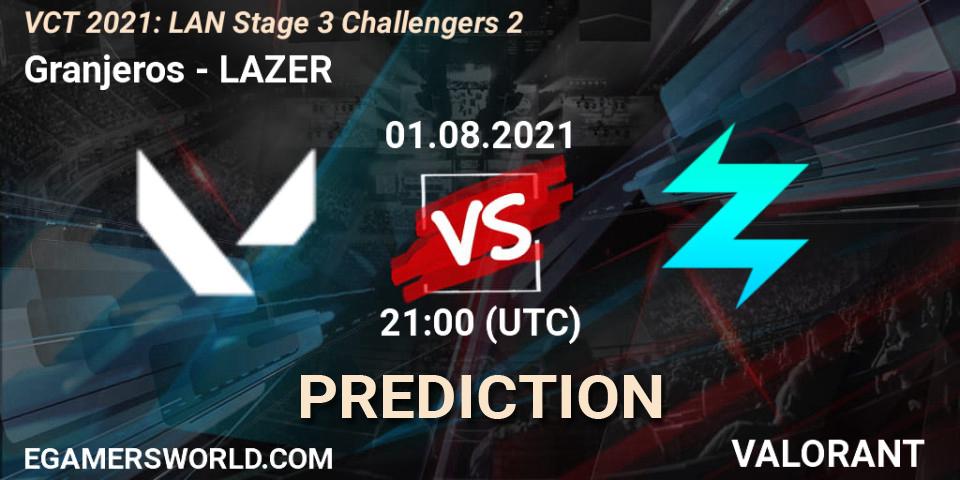 Granjeros vs LAZER: Match Prediction. 01.08.2021 at 21:00, VALORANT, VCT 2021: LAN Stage 3 Challengers 2