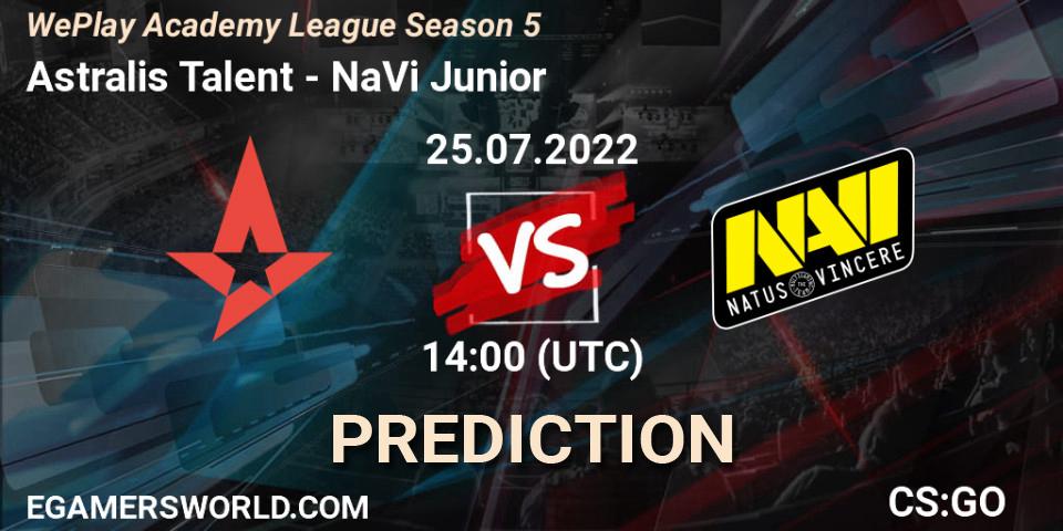 Astralis Talent vs NaVi Junior: Match Prediction. 25.07.22, CS2 (CS:GO), WePlay Academy League Season 5