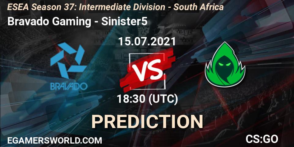 Bravado Gaming vs Sinister5: Match Prediction. 15.07.21, CS2 (CS:GO), ESEA Season 37: Intermediate Division - South Africa