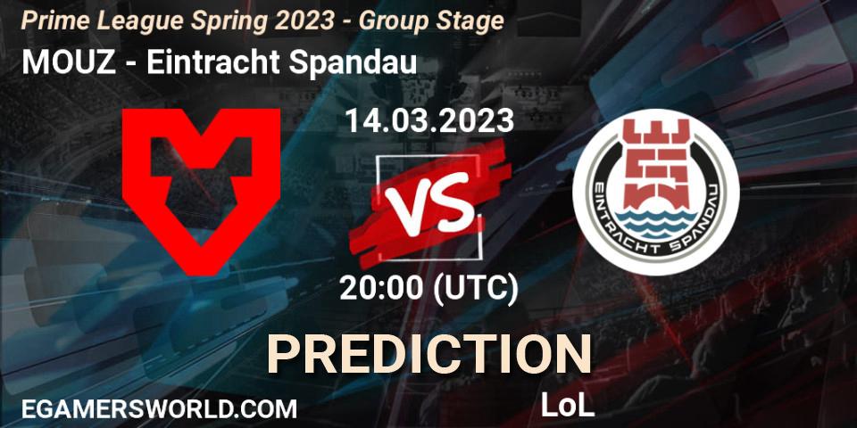 MOUZ vs Eintracht Spandau: Match Prediction. 14.03.2023 at 19:00, LoL, Prime League Spring 2023 - Group Stage