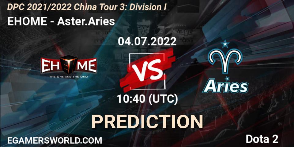 EHOME vs Aster.Aries: Match Prediction. 04.07.2022 at 10:40, Dota 2, DPC 2021/2022 China Tour 3: Division I