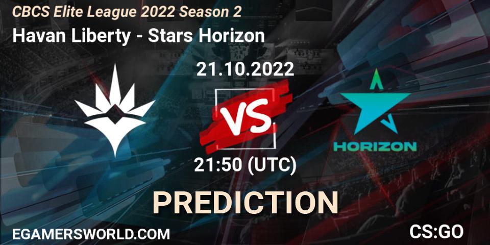 Havan Liberty vs Stars Horizon: Match Prediction. 21.10.22, CS2 (CS:GO), CBCS Elite League 2022 Season 2