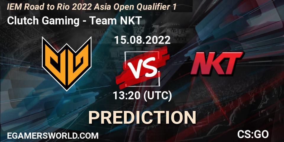 Clutch Gaming vs Team NKT: Match Prediction. 15.08.22, CS2 (CS:GO), IEM Road to Rio 2022 Asia Open Qualifier 1