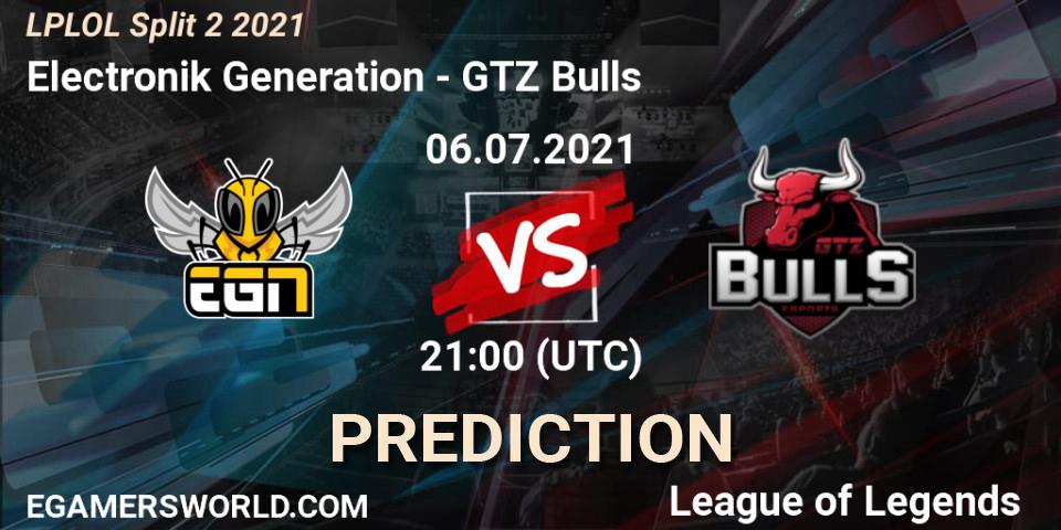 Electronik Generation vs GTZ Bulls: Match Prediction. 06.07.2021 at 21:00, LoL, LPLOL Split 2 2021