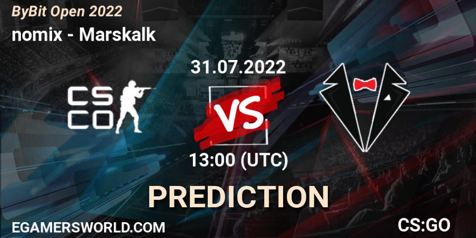 nomix vs Marskalk: Match Prediction. 31.07.2022 at 13:00, Counter-Strike (CS2), Esportal Bybit Open 2022