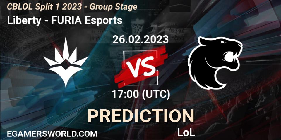 Liberty vs FURIA Esports: Match Prediction. 26.02.23, LoL, CBLOL Split 1 2023 - Group Stage