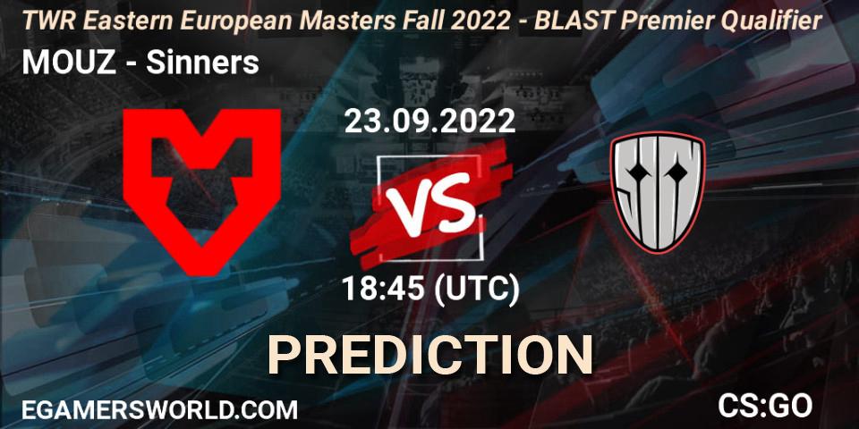MOUZ vs Sinners: Match Prediction. 23.09.2022 at 19:30, Counter-Strike (CS2), TWR Eastern European Masters: Fall 2022