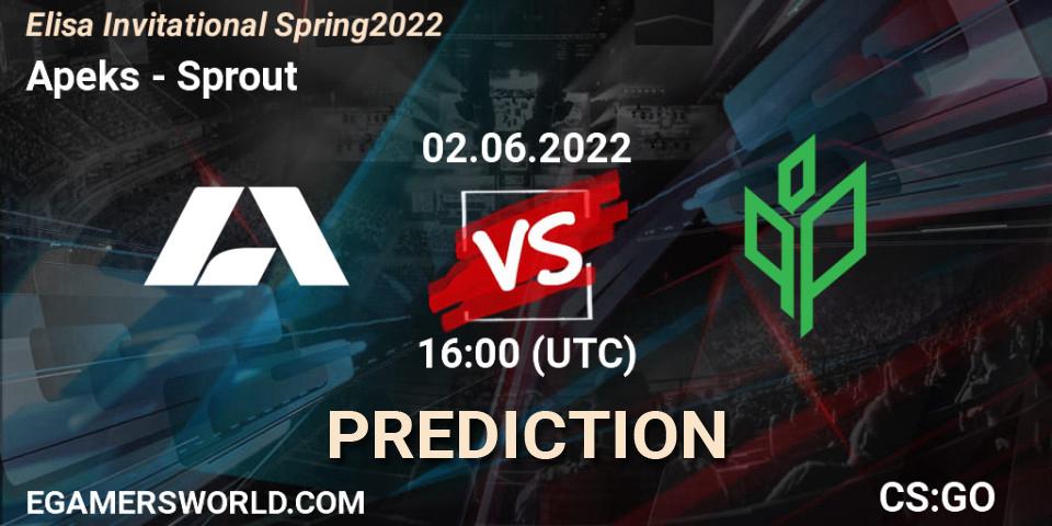 Apeks vs Sprout: Match Prediction. 02.06.2022 at 16:00, Counter-Strike (CS2), Elisa Invitational Spring 2022