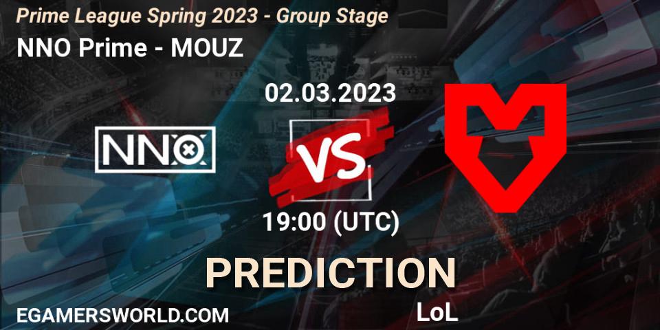 NNO Prime vs MOUZ: Match Prediction. 02.03.23, LoL, Prime League Spring 2023 - Group Stage