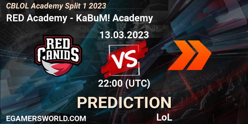 RED Academy vs KaBuM! Academy: Match Prediction. 13.03.2023 at 22:00, LoL, CBLOL Academy Split 1 2023