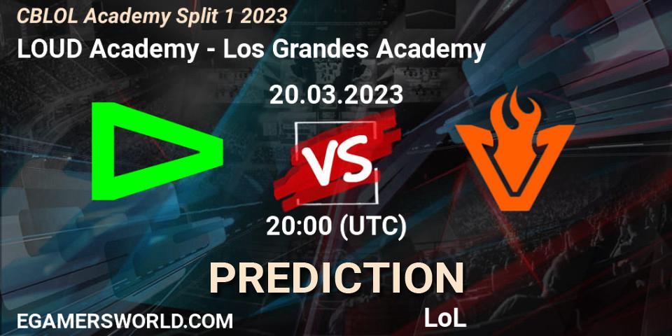 LOUD Academy vs Los Grandes Academy: Match Prediction. 20.03.2023 at 20:00, LoL, CBLOL Academy Split 1 2023