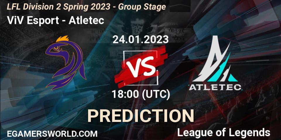 ViV Esport vs Atletec: Match Prediction. 24.01.2023 at 18:00, LoL, LFL Division 2 Spring 2023 - Group Stage