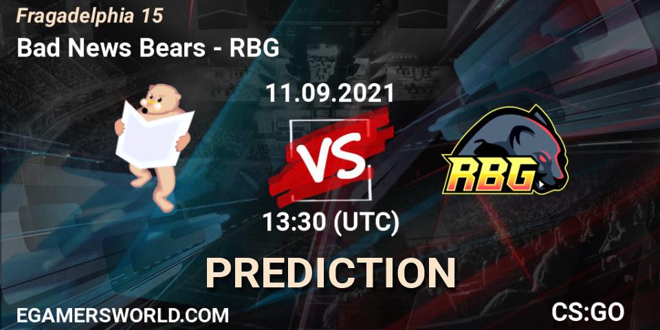 Bad News Bears vs RBG: Match Prediction. 11.09.2021 at 13:30, Counter-Strike (CS2), Fragadelphia 15