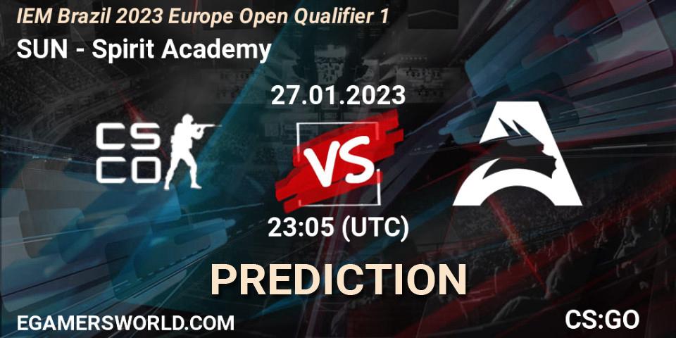 SUN vs Spirit Academy: Match Prediction. 28.01.23, CS2 (CS:GO), IEM Brazil Rio 2023 Europe Open Qualifier 1