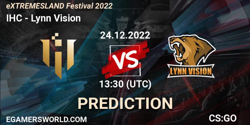 IHC vs Lynn Vision: Match Prediction. 24.12.22, CS2 (CS:GO), eXTREMESLAND Festival 2022