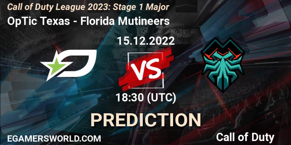 OpTic Texas vs Florida Mutineers: Match Prediction. 16.12.2022 at 21:30, Call of Duty, Call of Duty League 2023: Stage 1 Major