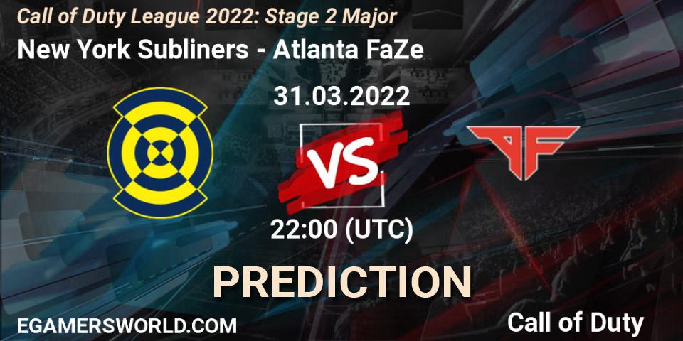 New York Subliners vs Atlanta FaZe: Match Prediction. 31.03.22, Call of Duty, Call of Duty League 2022: Stage 2 Major