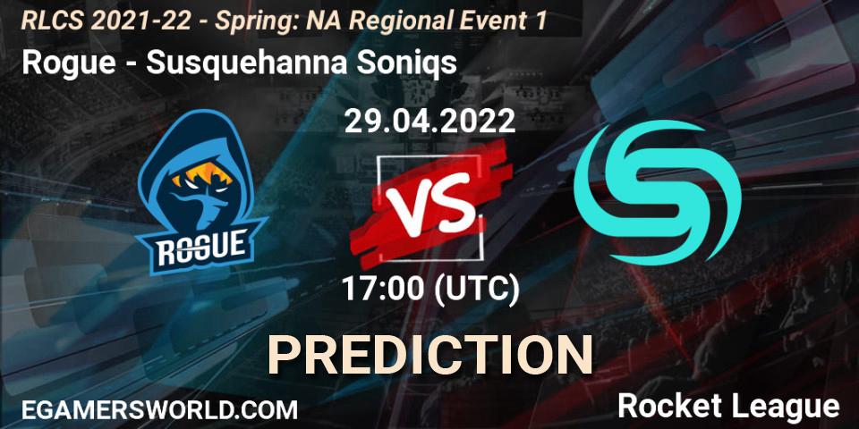 Rogue vs Susquehanna Soniqs: Match Prediction. 29.04.2022 at 17:00, Rocket League, RLCS 2021-22 - Spring: NA Regional Event 1