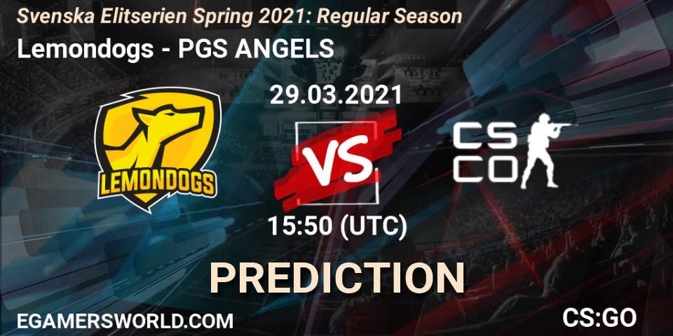Lemondogs vs PGS ANGELS: Match Prediction. 30.03.2021 at 15:50, Counter-Strike (CS2), Svenska Elitserien Spring 2021: Regular Season