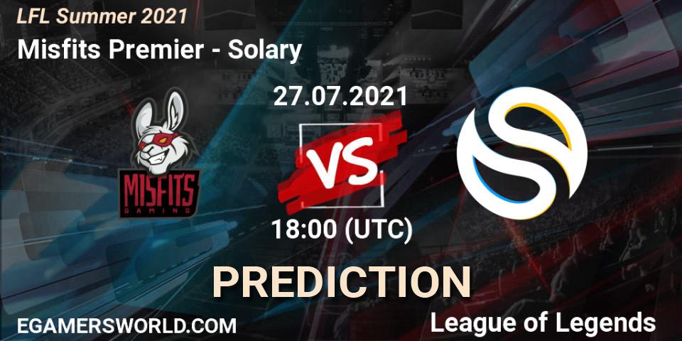 Misfits Premier vs Solary: Match Prediction. 27.07.2021 at 18:00, LoL, LFL Summer 2021