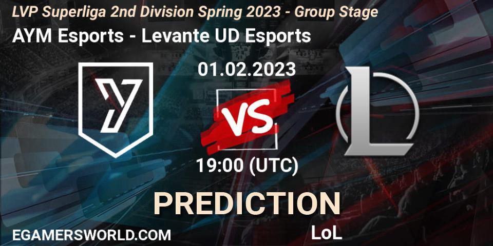 AYM Esports vs Levante UD Esports: Match Prediction. 01.02.23, LoL, LVP Superliga 2nd Division Spring 2023 - Group Stage