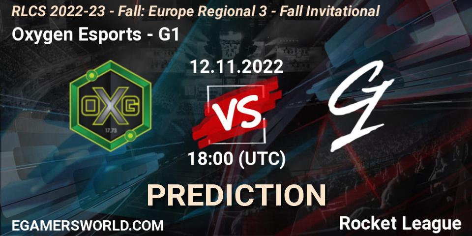 Oxygen Esports vs G1: Match Prediction. 12.11.2022 at 17:55, Rocket League, RLCS 2022-23 - Fall: Europe Regional 3 - Fall Invitational
