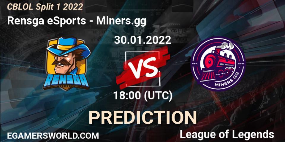 Rensga eSports vs Miners.gg: Match Prediction. 30.01.2022 at 18:00, LoL, CBLOL Split 1 2022