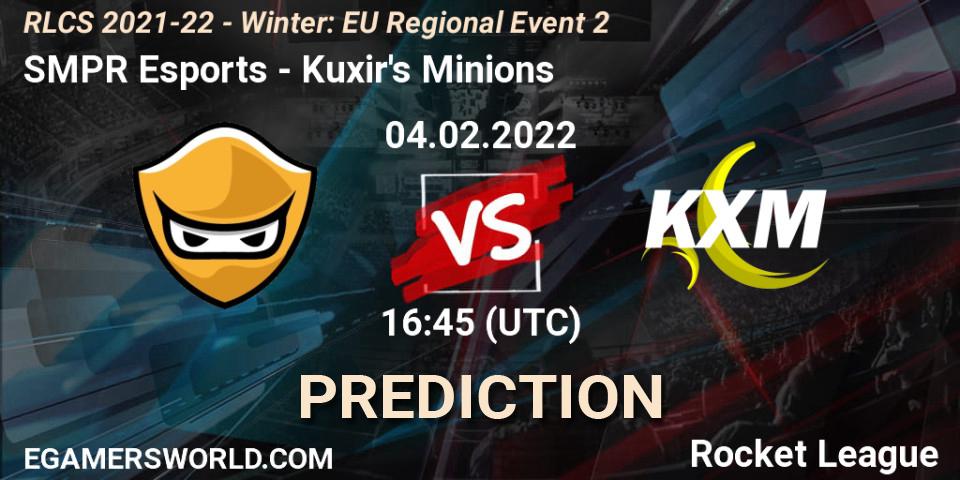 SMPR Esports vs Kuxir's Minions: Match Prediction. 04.02.2022 at 16:45, Rocket League, RLCS 2021-22 - Winter: EU Regional Event 2
