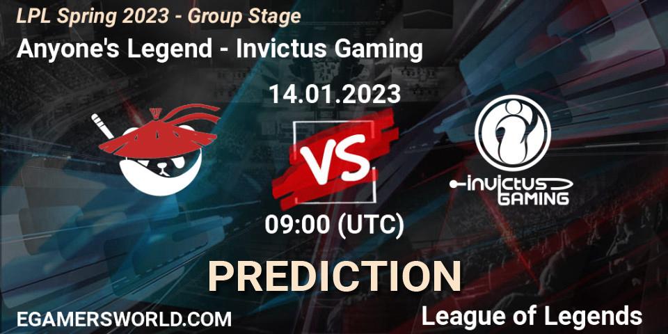 Anyone's Legend vs Invictus Gaming: Match Prediction. 14.01.23, LoL, LPL Spring 2023 - Group Stage