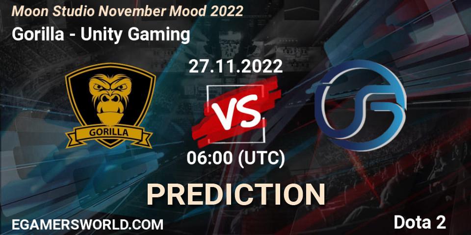 Gorilla vs Unity Gaming: Match Prediction. 27.11.22, Dota 2, Moon Studio November Mood 2022