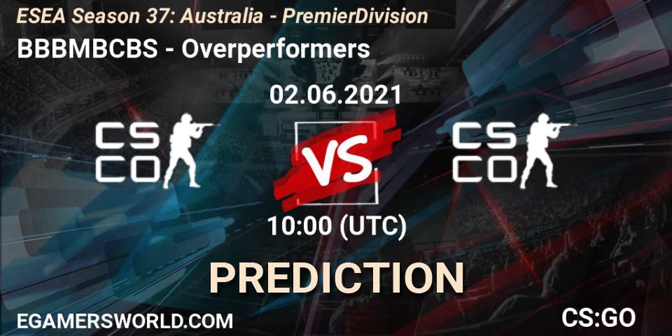 BBBMBCBS vs Overperformers: Match Prediction. 02.06.21, CS2 (CS:GO), ESEA Season 37: Australia - Premier Division