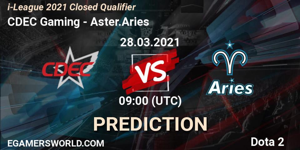 CDEC Gaming vs Aster.Aries: Match Prediction. 28.03.2021 at 08:12, Dota 2, i-League 2021 Closed Qualifier
