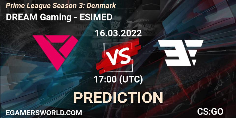 DREAM Gaming vs ESIMED: Match Prediction. 24.03.2022 at 18:00, Counter-Strike (CS2), Prime League Season 3: Denmark