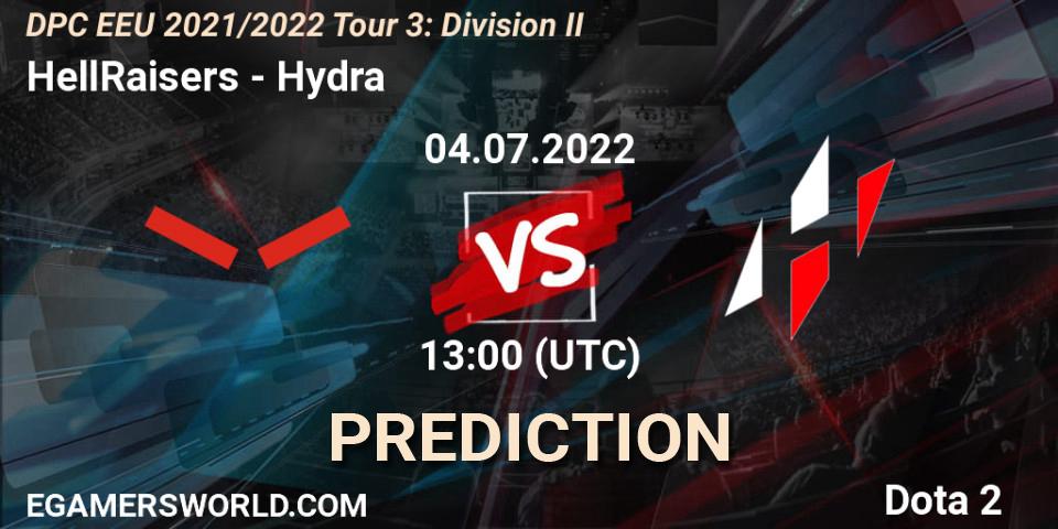 HellRaisers vs Hydra: Match Prediction. 04.07.22, Dota 2, DPC EEU 2021/2022 Tour 3: Division II