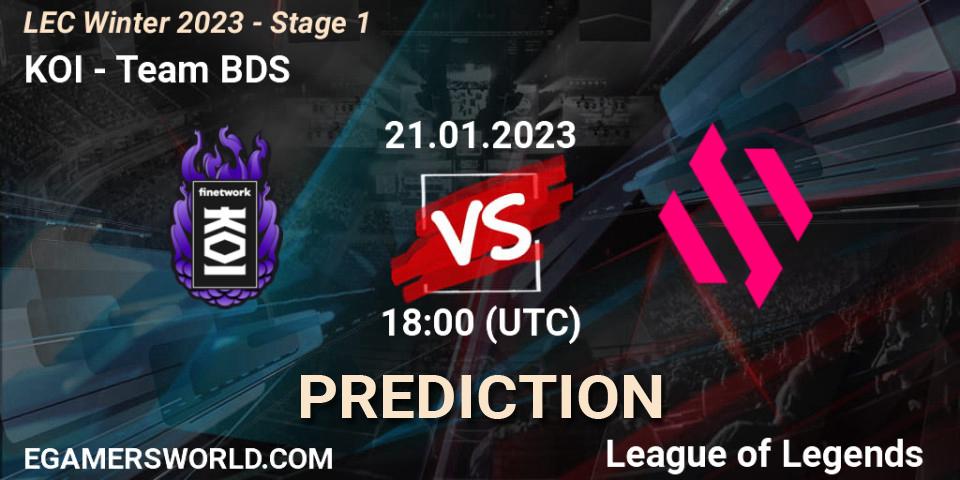 KOI vs Team BDS: Match Prediction. 21.01.2023 at 18:00, LoL, LEC Winter 2023 - Stage 1