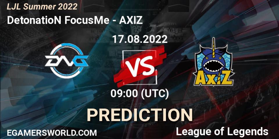 DetonatioN FocusMe vs AXIZ: Match Prediction. 17.08.2022 at 09:00, LoL, LJL Summer 2022