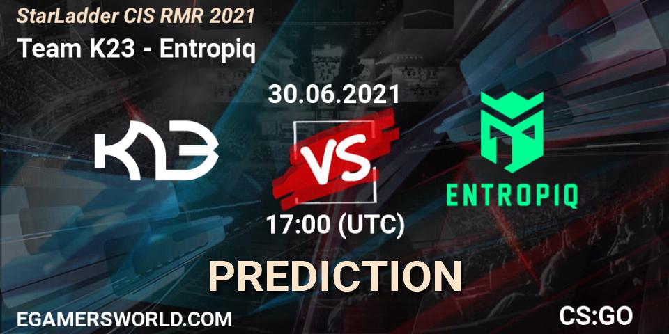Team K23 vs Entropiq: Match Prediction. 29.06.2021 at 14:00, Counter-Strike (CS2), StarLadder CIS RMR 2021