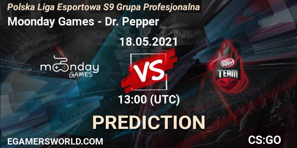Moonday Games vs Dr. Pepper: Match Prediction. 18.05.2021 at 13:00, Counter-Strike (CS2), Polska Liga Esportowa S9 Grupa Profesjonalna