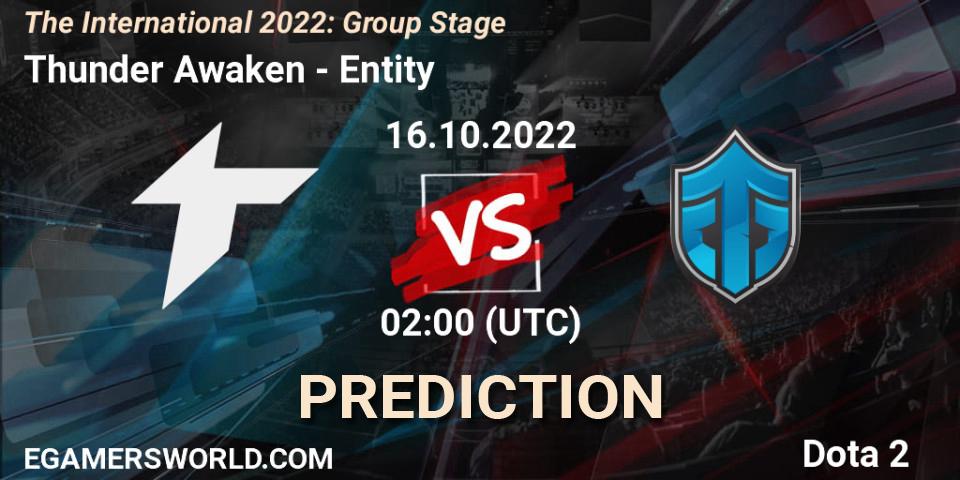 Thunder Awaken vs Entity: Match Prediction. 16.10.2022 at 02:08, Dota 2, The International 2022: Group Stage