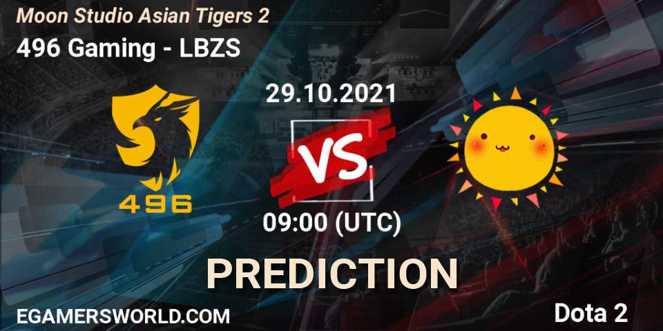 496 Gaming vs LBZS: Match Prediction. 29.10.21, Dota 2, Moon Studio Asian Tigers 2