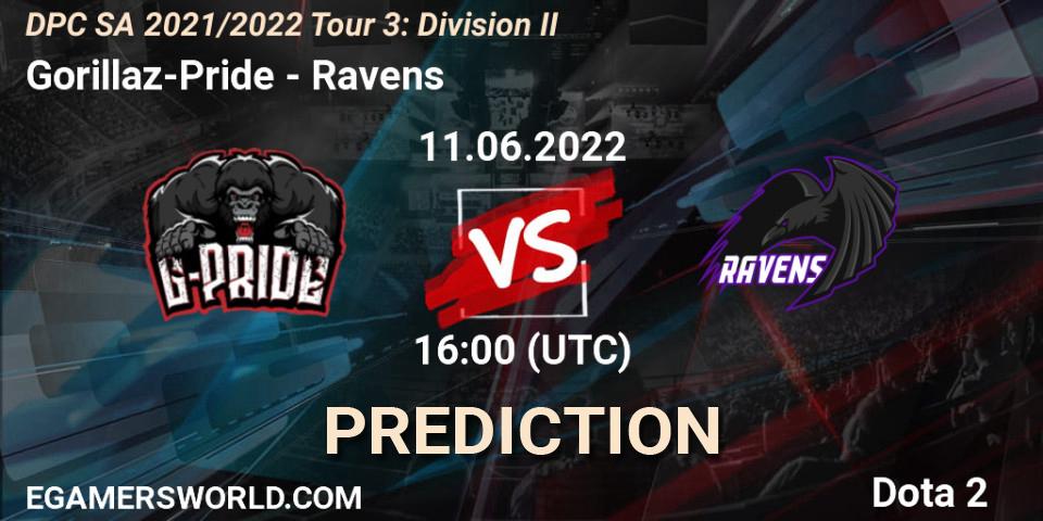 Gorillaz-Pride vs Ravens: Match Prediction. 11.06.22, Dota 2, DPC SA 2021/2022 Tour 3: Division II