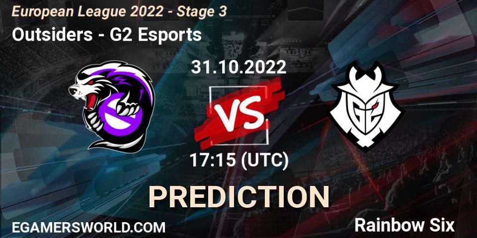 Outsiders vs G2 Esports: Match Prediction. 31.10.22, Rainbow Six, European League 2022 - Stage 3
