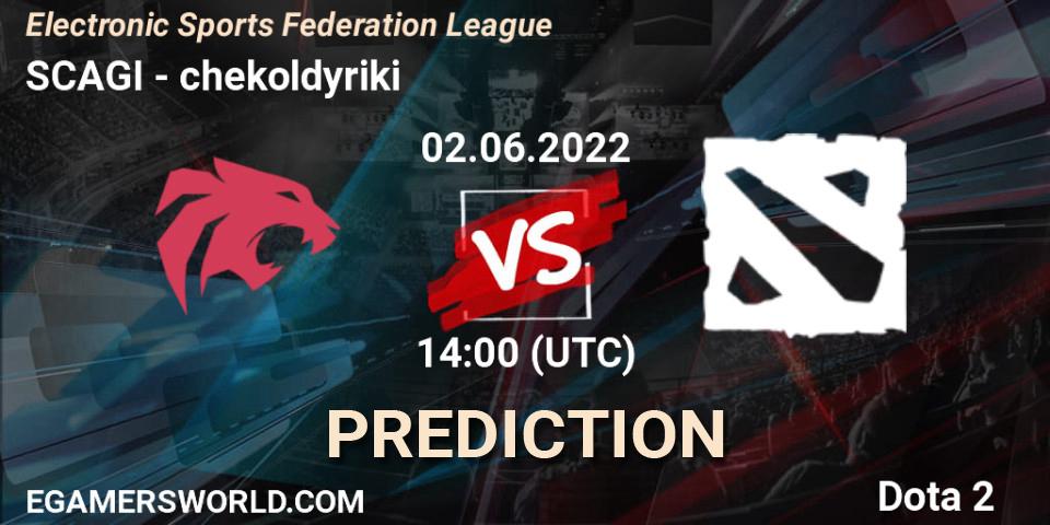 SCAGI vs chekoldyriki: Match Prediction. 02.06.2022 at 14:04, Dota 2, Electronic Sports Federation League