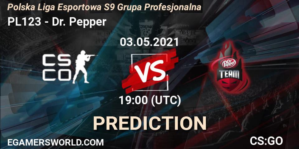 PL123 vs Dr. Pepper: Match Prediction. 03.05.2021 at 19:00, Counter-Strike (CS2), Polska Liga Esportowa S9 Grupa Profesjonalna