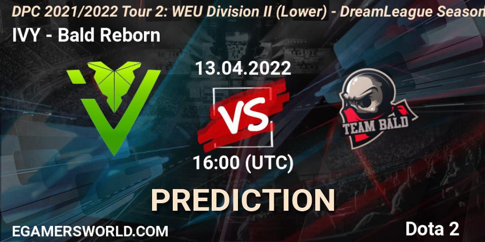 IVY vs Bald Reborn: Match Prediction. 13.04.2022 at 16:51, Dota 2, DPC 2021/2022 Tour 2: WEU Division II (Lower) - DreamLeague Season 17