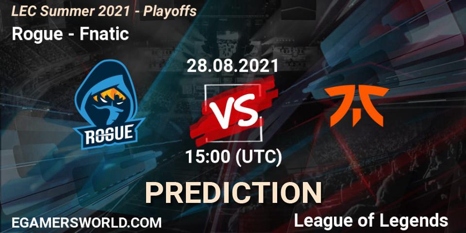 Rogue vs Fnatic: Match Prediction. 28.08.2021 at 15:00, LoL, LEC Summer 2021 - Playoffs