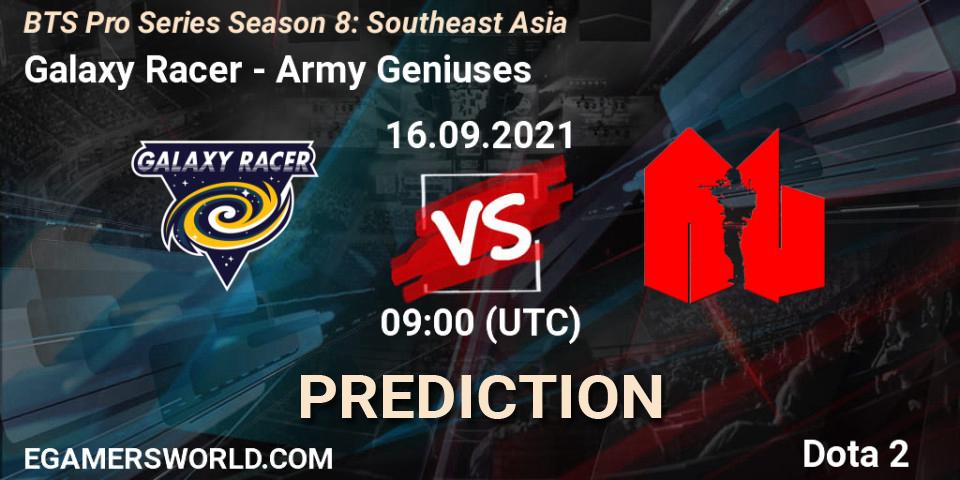 Galaxy Racer vs Army Geniuses: Match Prediction. 16.09.2021 at 09:18, Dota 2, BTS Pro Series Season 8: Southeast Asia
